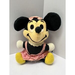 Disney 1970's Minnie Mouse 6" Plush Stuffed Animal Stock # 0120-9053 Vintage